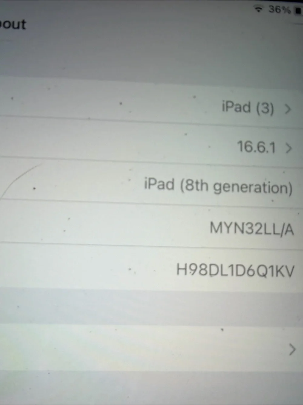 Apple iPad 8th Generation 32 GB WiFi 16.6.1